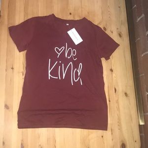 M Women’s Red Pajama Shirt w White Be Kind Letters